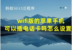 wifi版的苹果手机可以插电话卡吗怎么设置