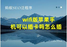 wifi版苹果手机可以插卡吗怎么插