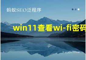 win11查看wi-fi密码