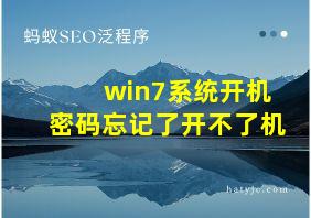 win7系统开机密码忘记了开不了机