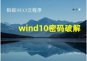 wind10密码破解