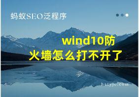 wind10防火墙怎么打不开了