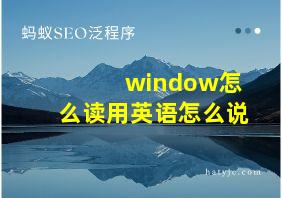 window怎么读用英语怎么说