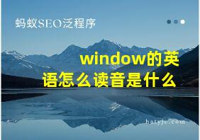 window的英语怎么读音是什么