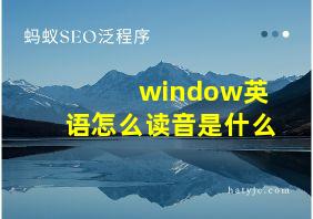 window英语怎么读音是什么