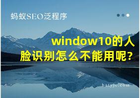 window10的人脸识别怎么不能用呢?