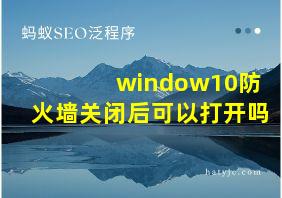 window10防火墙关闭后可以打开吗