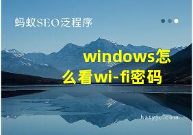 windows怎么看wi-fi密码