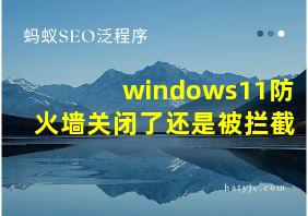 windows11防火墙关闭了还是被拦截