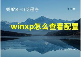 winxp怎么查看配置