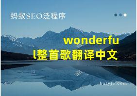 wonderful整首歌翻译中文