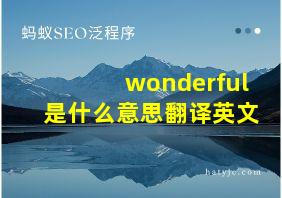 wonderful是什么意思翻译英文