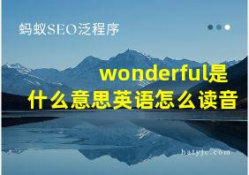 wonderful是什么意思英语怎么读音