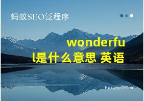 wonderful是什么意思 英语