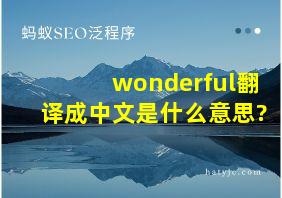 wonderful翻译成中文是什么意思?