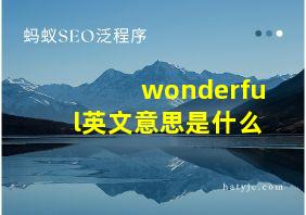 wonderful英文意思是什么