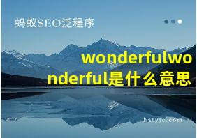 wonderfulwonderful是什么意思