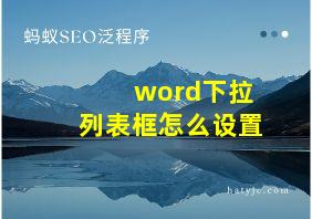 word下拉列表框怎么设置