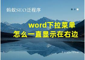 word下拉菜单怎么一直显示在右边