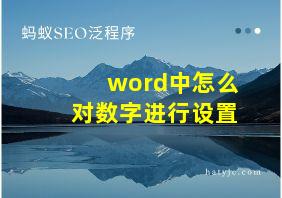 word中怎么对数字进行设置