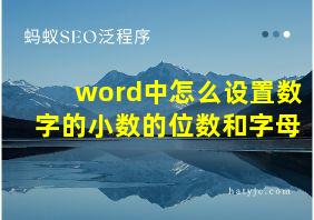 word中怎么设置数字的小数的位数和字母