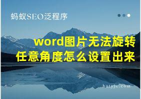 word图片无法旋转任意角度怎么设置出来