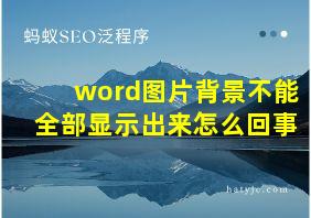 word图片背景不能全部显示出来怎么回事