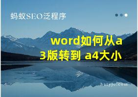 word如何从a3版转到 a4大小