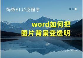 word如何把图片背景变透明