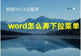 word怎么弄下拉菜单