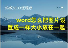 word怎么把图片设置成一样大小放在一起