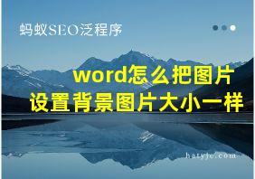 word怎么把图片设置背景图片大小一样