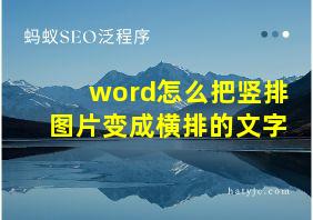 word怎么把竖排图片变成横排的文字