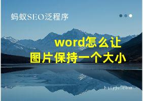 word怎么让图片保持一个大小