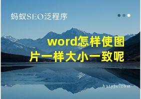 word怎样使图片一样大小一致呢