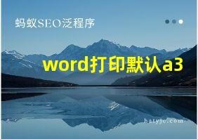 word打印默认a3