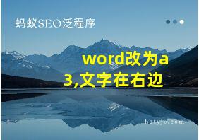 word改为a3,文字在右边