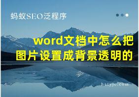 word文档中怎么把图片设置成背景透明的