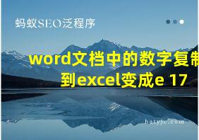 word文档中的数字复制到excel变成e+17