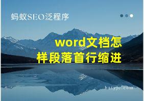 word文档怎样段落首行缩进