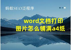 word文档打印图片怎么铺满a4纸