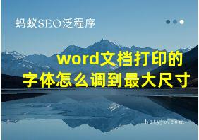 word文档打印的字体怎么调到最大尺寸