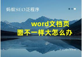 word文档页面不一样大怎么办