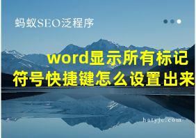 word显示所有标记符号快捷键怎么设置出来