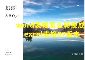 word表格怎么转换成excel表格07版本