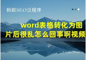 word表格转化为图片后很乱怎么回事啊视频