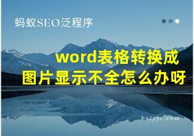 word表格转换成图片显示不全怎么办呀