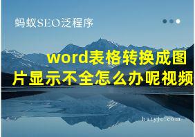 word表格转换成图片显示不全怎么办呢视频