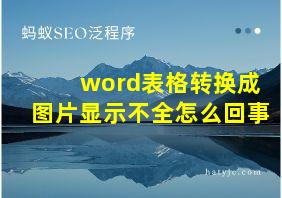 word表格转换成图片显示不全怎么回事