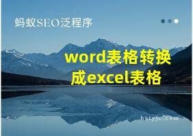 word表格转换成excel表格